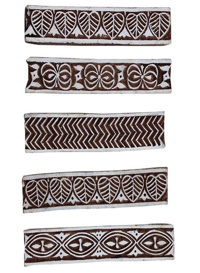Indian-Shelf مجموعة من 5 قوالب طباعة خشبية جديدة مصنوعة يدويًا من Indian-Shelf (3.17 سم، بني) - Image 1